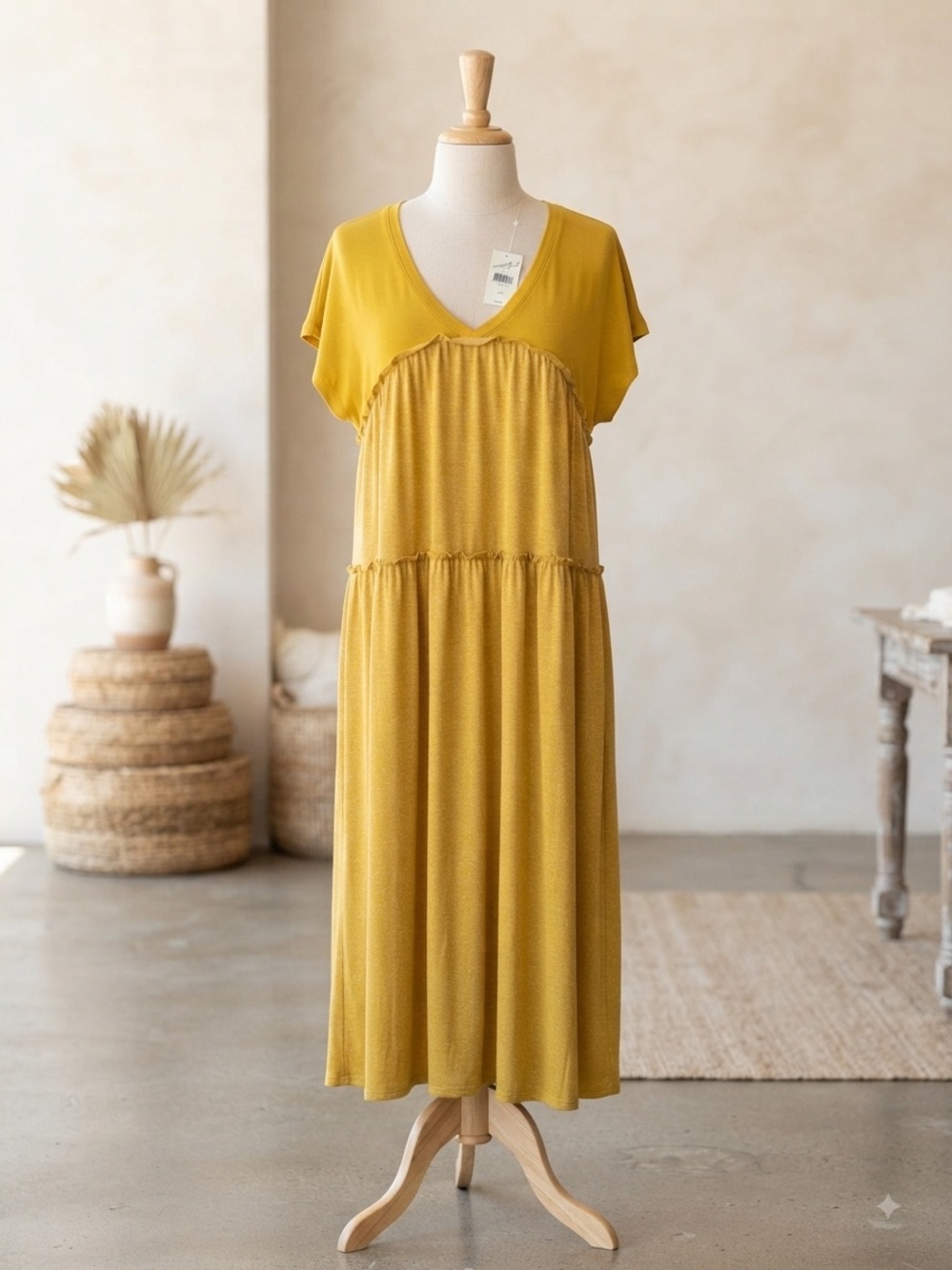 Anthropologie Saturday Sunday Gold/OR tiered maxi dress NWT
